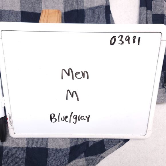 Croft & Barrow Buffalo Check Flannel Casual Button Up Shirt Mens Size M Blue - Picture 9 of 10